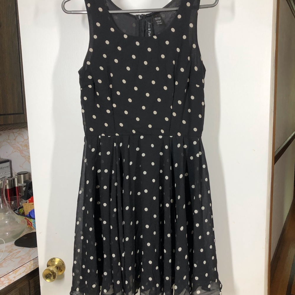 Polka Dot Fit & Flare Dress Size Large Fun & Flirt Lined